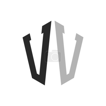 Modèle unique moderne de conception de logo d'hexagone de lettre VV. Élégant concept initial de logo de lettre VV