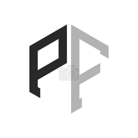 Moderne, einzigartige Design-Vorlage für Hexagon-Buchstaben PF-Logo. Elegantes ursprüngliches PF Letter Logo-Konzept