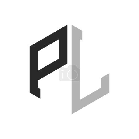 Moderno Único Hexágono Carta PL Logo Design Template. Elegante inicial PL Carta Logo Concepto