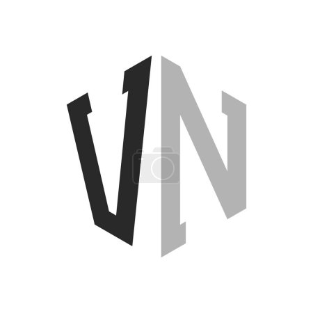 Modern Unique Hexagon Letter VN Logo Design Template. Elegant initial VN Letter Logo Concept