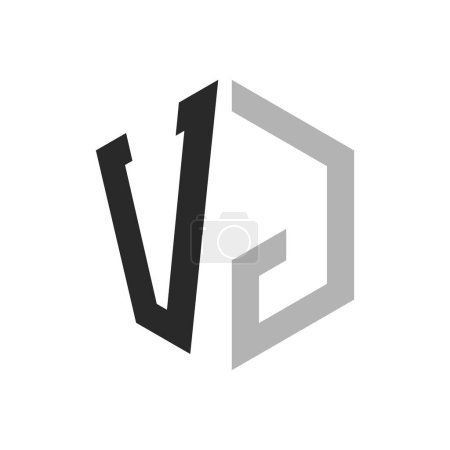 Modèle unique moderne de conception de logo d'hexagone de lettre VJ. Élégant concept initial de logo de lettre VJ