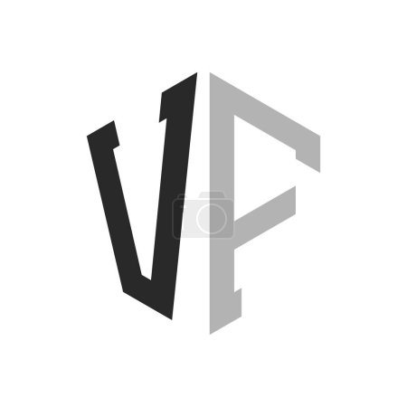 Modèle unique moderne de conception de logo d'hexagone de lettre VF. Élégant concept initial de logo de lettre VF