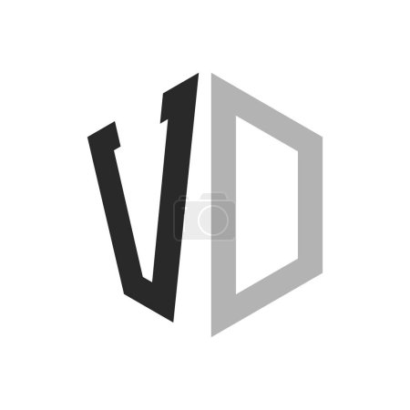 Moderne einzigartige Sechseck Buchstabe VD Logo Design Template. Elegantes ursprüngliches VD Letter Logo Konzept