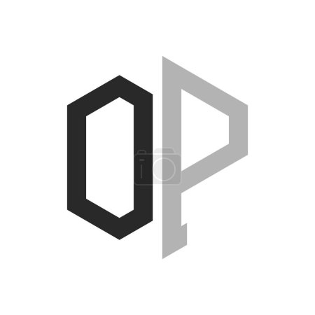 Modern Unique Hexagon Letter OP Logo Design Template. Elegant initial OP Letter Logo Concept
