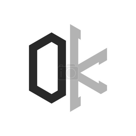 Modèle unique moderne de conception de logo de lettre d'hexagone OK. Initiale élégante OK Lettre Logo Concept