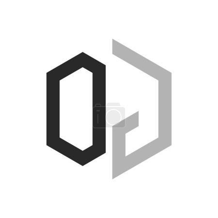 Moderne einzigartige Sechseck Buchstabe OJ Logo Design Template. Elegantes anfängliches Logo-Konzept