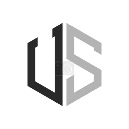 Moderne einzigartige Hexagon Letter US Logo Design Template. Elegantes ursprüngliches US Letter Logo Konzept