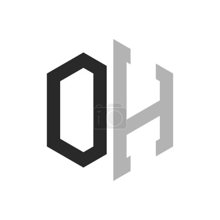 Modern Unique Hexagon Letter OH Logo Design Template. Elegant initial OH Letter Logo Concept
