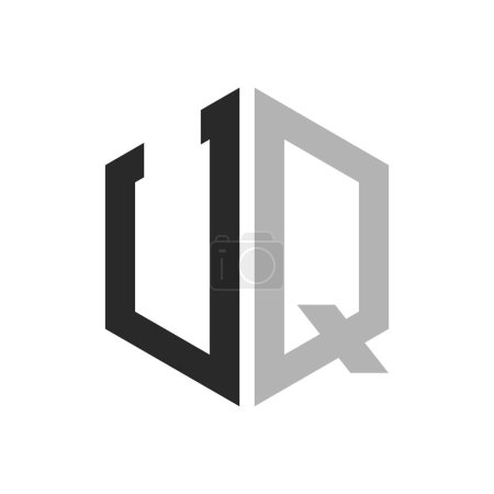 Modèle unique moderne de conception de logo UQ lettre hexagone. Élégant concept initial de logo de lettre UQ