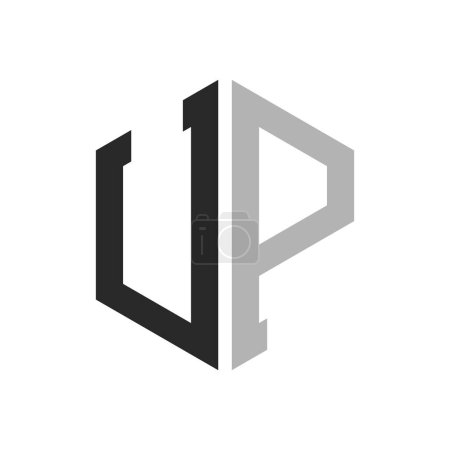 Moderne, einzigartige Design-Vorlage für Hexagon Letter UP Logo. Elegantes anfängliches UP Letter Logo Konzept