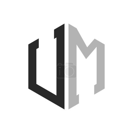 Modern Unique Hexagon Letter UM Logo Design Template. Elegant initial UM Letter Logo Concept