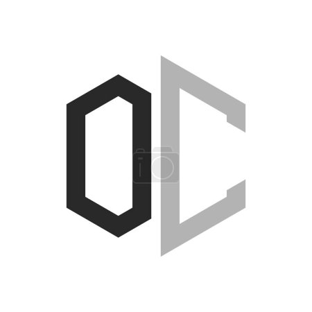 Modern Unique Hexagon Letter OC Logo Design Template. Elegant initial OC Letter Logo Concept