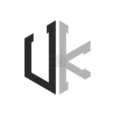Modern Unique Hexagon Letter UK Logo Design Template. Elegant initial UK Letter Logo Concept