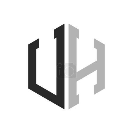 Modèle unique moderne de conception de logo UH lettre hexagone. Élégant concept initial de logo de lettre UH