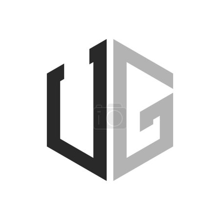 Modern Unique Hexagon Letter UG Logo Design Template. Elegant initial UG Letter Logo Concept