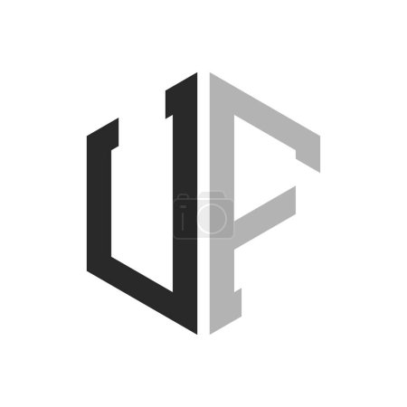 Modern Unique Hexagon Letter UF Logo Design Template. Elegant initial UF Letter Logo Concept