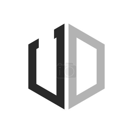 Modern Unique Hexagon Letter UD Logo Design Template. Elegant initial UD Letter Logo Concept