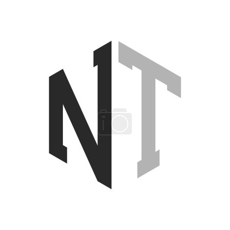 Modern Unique Hexagon Letter NT Logo Design Template. Elegant initial NT Letter Logo Concept