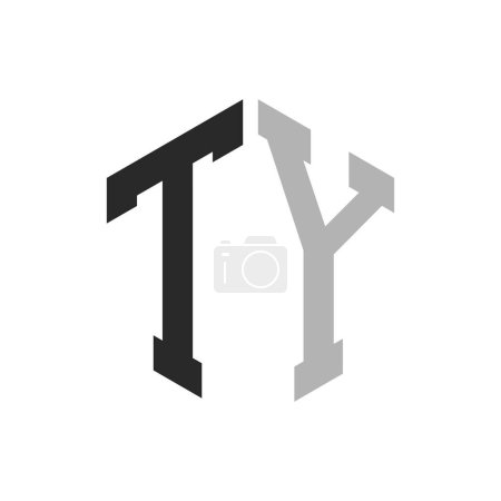 Modern Unique Hexagon Letter TY Logo Design Template. Elegant initial TY Letter Logo Concept