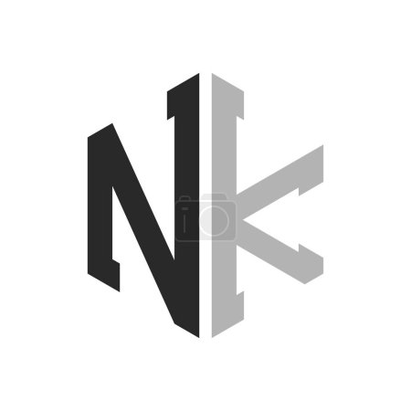 Modern Unique Hexagon Letter NK Logo Design Template. Elegant initial NK Letter Logo Concept