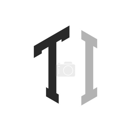 Modern Unique Hexagon Letter TI Logo Design Template. Elegant initial TI Letter Logo Concept