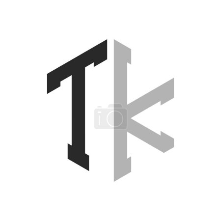 Modern Unique Hexagon Letter TK Logo Design Template. Elegant initial TK Letter Logo Concept