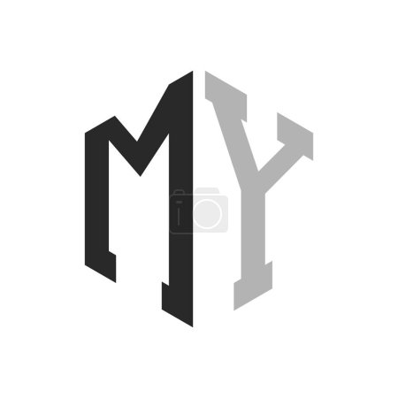Modèle unique moderne de conception de logo de lettre de l'hexagone. Élégant concept initial de logo MA lettre