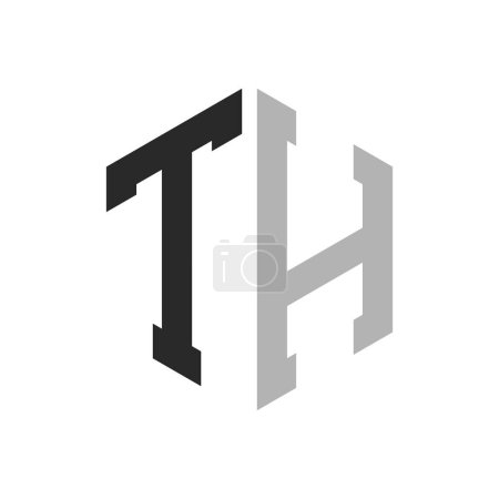 Téléchargez les illustrations : Modèle unique moderne de conception de logo de l'hexagone lettre TH. Élégant concept initial de logo TH Letter - en licence libre de droit
