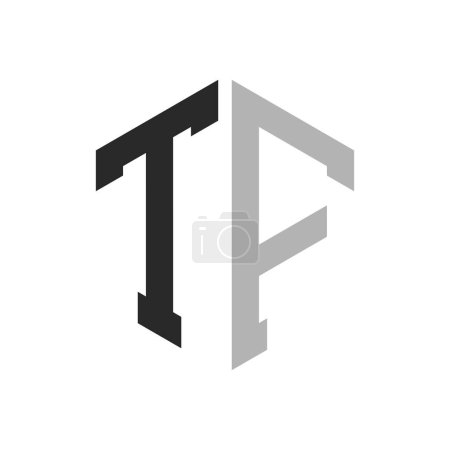 Téléchargez les illustrations : Modèle unique moderne de conception de logo de lettre hexagonale TF. Élégant concept initial de logo de lettre TF - en licence libre de droit