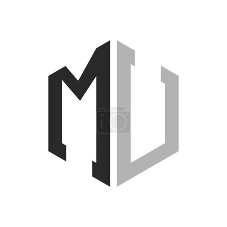 Modèle de conception de logo unique moderne d'hexagone de lettre MU. Élégant concept initial de logo de lettre MU