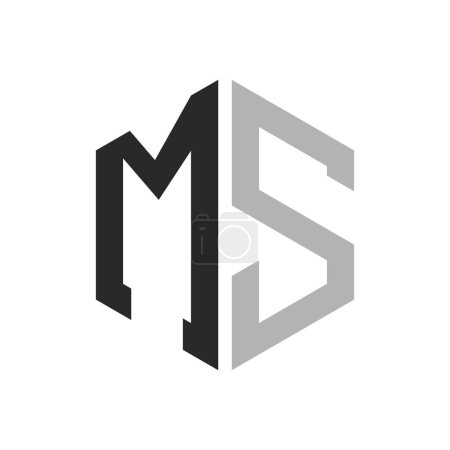 Moderne, einzigartige Design-Vorlage für den Hexagon-Buchstaben MS Logo. Elegantes erstes MS Letter Logo-Konzept