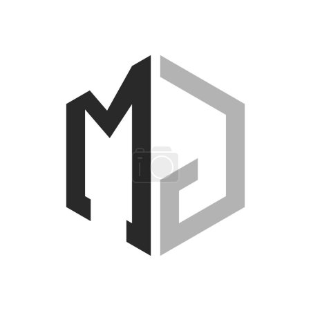 Modern Unique Hexagon Letter MJ Logo Design Template. Elegant initial MJ Letter Logo Concept