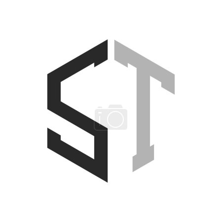 Modèle unique moderne de conception de logo d'hexagone de lettre ST. Élégant concept initial de logo de lettre ST