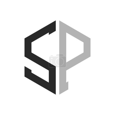 Modèle unique moderne de conception de logo d'hexagone de lettre SP. Élégant concept initial de logo SP Letter