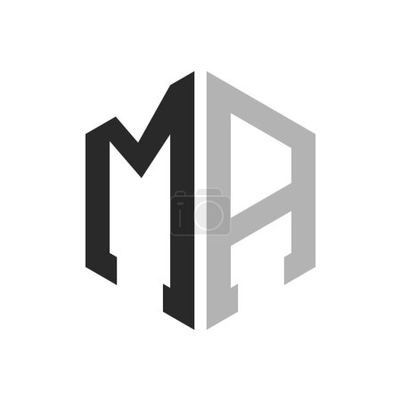 Modern Unique Hexagon Letter MA Logo Design Template. Elegant initial MA Letter Logo Concept
