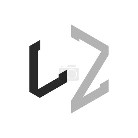 Modern Unique Hexagon Letter LZ Logo Design Template. Elegant initial LZ Letter Logo Concept