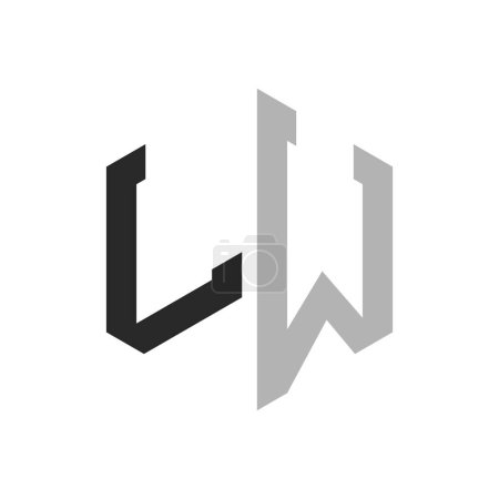 Modèle unique moderne de conception de logo d'hexagone de lettre LW. Élégant concept initial de logo lettre LP