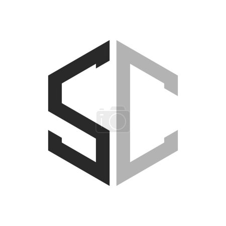 Modèle unique moderne de conception de logo SC lettre hexagone. Élégant concept initial de logo de lettre SC