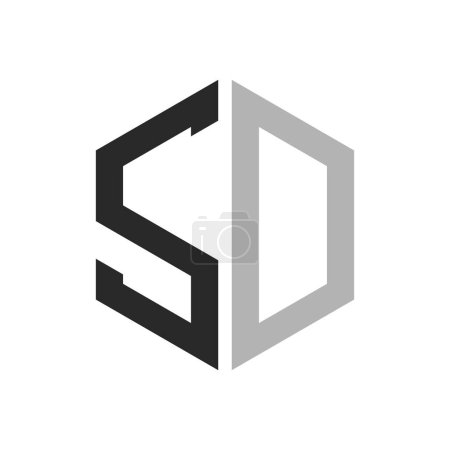 Modèle unique moderne de conception de logo SD de lettre hexagonale. Élégant concept initial de logo de lettre de DD