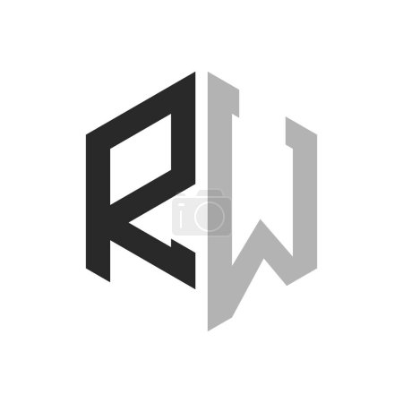 Modèle unique moderne de conception de logo d'hexagone de lettre RW. Élégant concept initial de logo de lettre RW