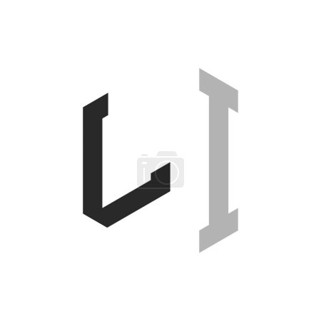 Modern Unique Hexagon Letter LI Logo Design Template. Elegant initial LI Letter Logo Concept