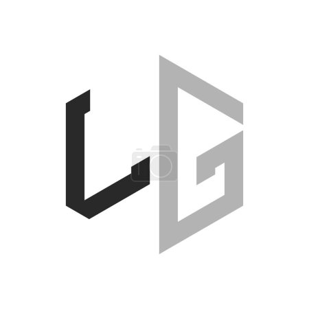 Modèle unique moderne de conception de logo LG lettre hexagone. Élégant concept initial de logo lettre LG
