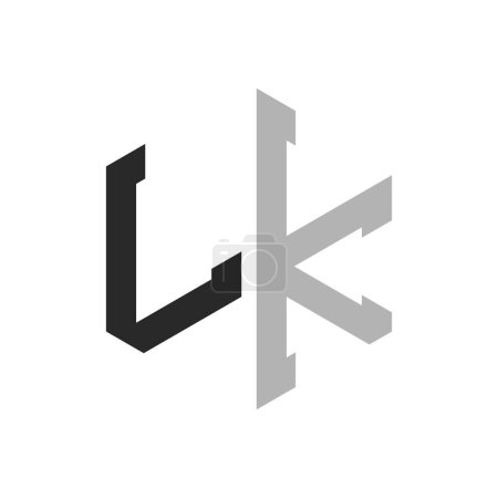Modern Unique Hexagon Letter LK Logo Design Template. Elegant initial LK Letter Logo Concept