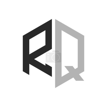 Modèle unique moderne de conception de logo de RQ de lettre d'hexagone. Élégant concept initial de logo de lettre de demande de renseignements