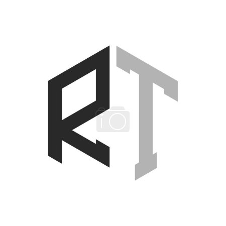 Modern Unique Hexagon Letter RT Logo Design Template. Elegant initial RT Letter Logo Concept
