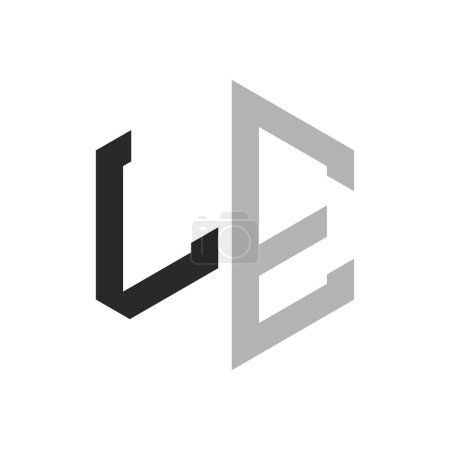 Modern Unique Hexagon Letter LE Logo Design Template. Elegant initial LE Letter Logo Concept