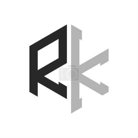 Modèle unique moderne de conception de logo d'hexagone de lettre de RK. Élégant concept initial de logo de lettre RK