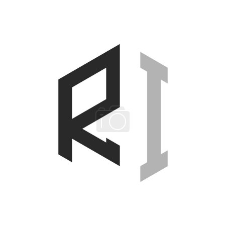 Plantilla de diseño de logotipo RI de letra hexagonal única moderna. Elegante inicial RI Carta Logo Concepto