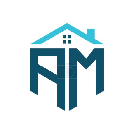 Modèle de conception de logo de maison AM. Lettre AM Logo pour l'immobilier, la construction ou toute autre activité liée à la maison