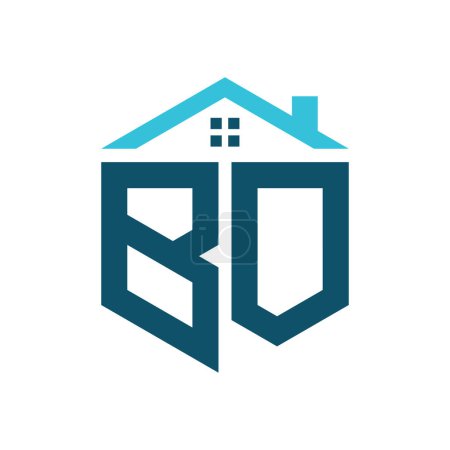 Plantilla de diseño de logotipo BO House. Logotipo de letra BO para bienes raíces, construcción o cualquier casa